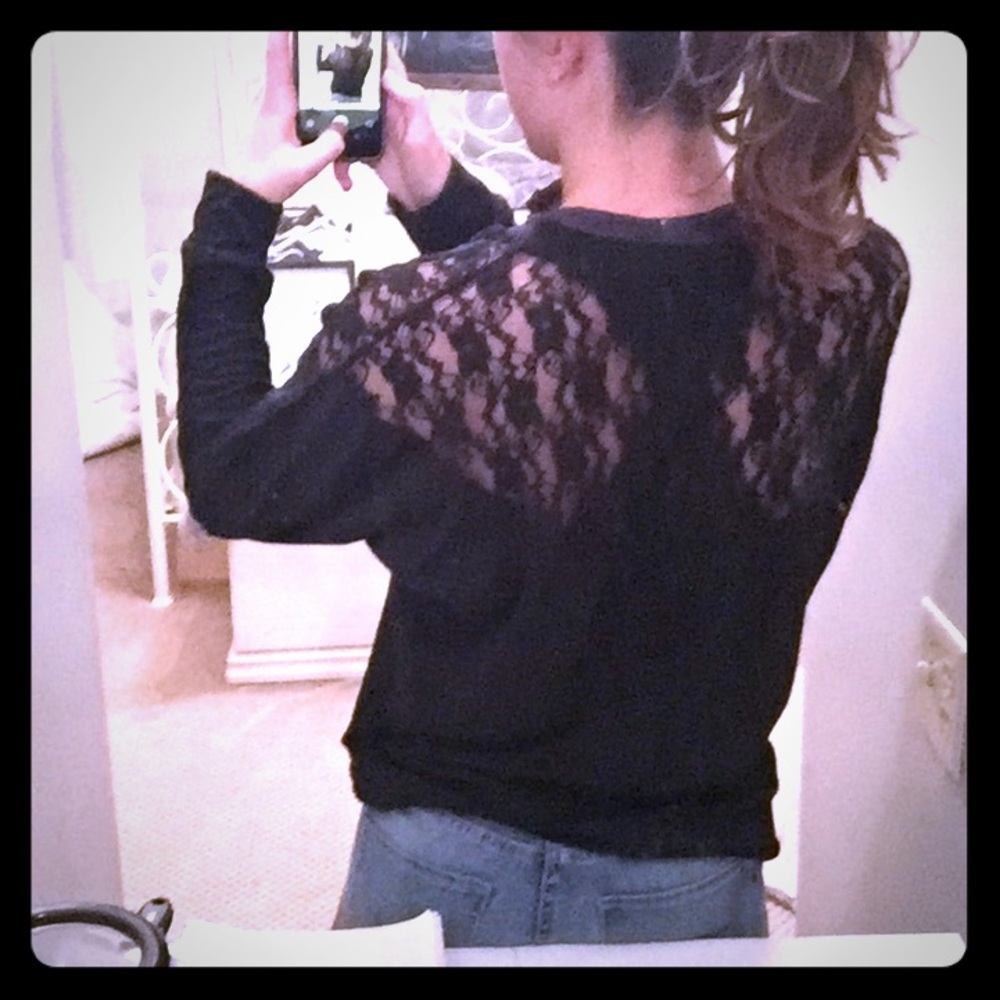 Black Shirt With Lace Back